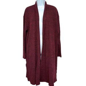Molly & Isadora Cardigan Sweater‎ Womens 1X Rib Knit Open Pockets Holiday Office
